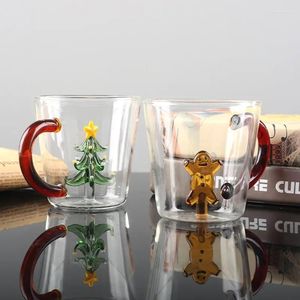 Copas de vino Taza de cristal 3D 400 ml Taza temática navideña Beber café de dibujos animados