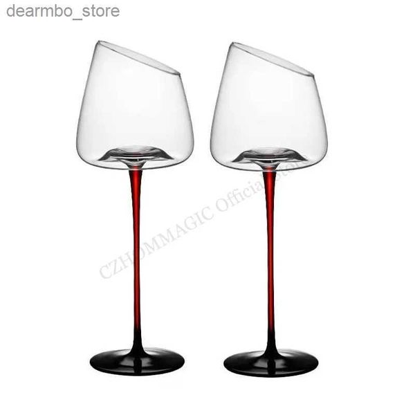 Vers à vin 4/2 / 1pcs liht luxe 250-600 ml Crystal Bevel Concave Bottom Red Wine Lass Handmade OBLET Champan