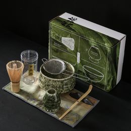 Lunes à vin 4 7 set Buah set alat minum teh matcha mudah dibersihkan ruhah buatan tangan mangkuk sendok Pengaduk hadiah upacara tradisional jepang aksesori 230517