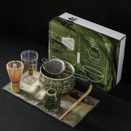 Wijnglazen 4 7-delige set Handgemaakte Home Easy Clean Matcha Thee Set Tool Stand Kit Kom Garde Scoop Geschenkceremonie Traditionele Japanse Accessorie 230714