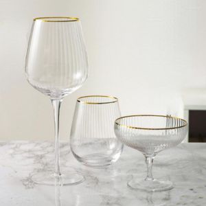 Verres à vin 4 modèles exquis 150-500 ml motif vertical gobelet doré champagne rouge cocktail tasse à whisky bar familial verres de vacances