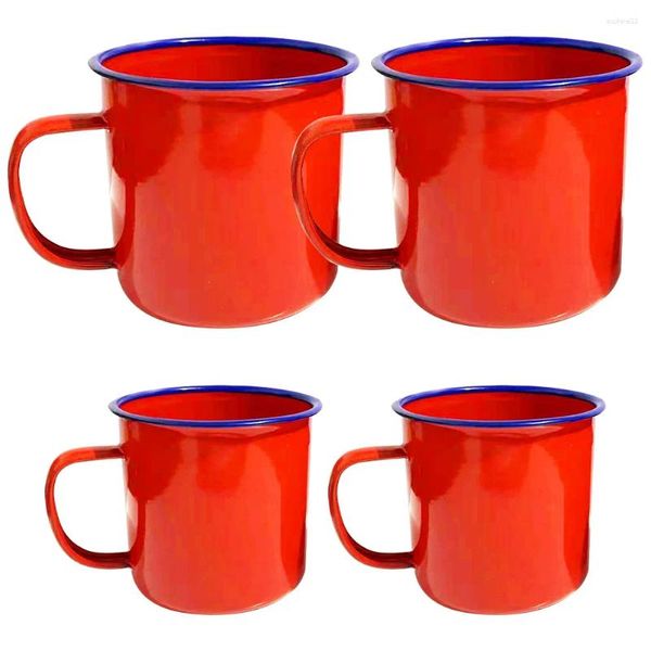 Verres à vin 4 pièces tasse à café en céramique tasse de voyage tasse en émail rouge eau jus Rural boire de la bière pour enfant