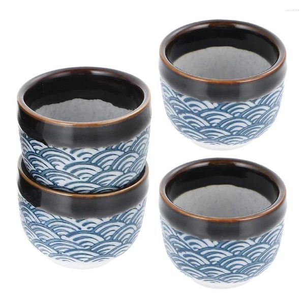 Cepas de vino 4 PCS Glass Espresso Copas Sake Agua de arroz Cerámica tradicional Cerámica Japonesa Kit