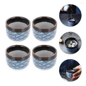 Vers à vin 4 pcs verre tasse de thé japonais tasses de saké whisky whisky japonais tasses à thé glacé traditionnelles céramiques Saki