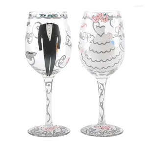 Casas de vino 450ml Copa de boda artificial Pintado pintado a mano Cristal de cristal Whisky Whisky Champagne Regalos de Navidad