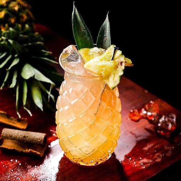 Verres à vin 480 ml d'ananas en forme de cocktails en forme de cocktail créatif tasse de boisson transparente lass de lass rouge