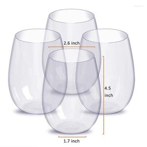 Verres à vin 4 pièces 463 ml verre en plastique incassable incassable sûr réutilisable Transparent jus de fruits tasse à bière