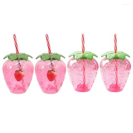 Verres à vin 4pcs filles tasses de paille de fruits adorables mode de fraise à boire avec