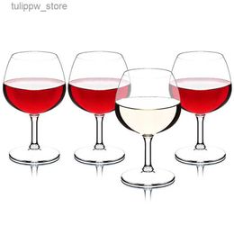 Verres à vin 4 pièces verre à vin incassable Tritan en plastique réutilisable firmware incassable dessous de verre à vin rouge universel pour une utilisation intérieure et extérieure L240323