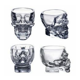 Wijnglazen 4 stks Skull Bottle Glass Set Crystal Decanter S Mok wodka flessen Transparante whiskycocktail 230814