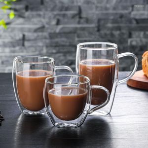 Wijnglazen 4 stks transparant glazen koffie melk whisky thee bier cup dubbele warmte resistent cocktail wodka mug drinkware tumbler plat