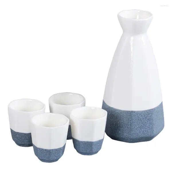 Copas de vino Juego japonés de 5 piezas Taza de cerámica pintada a mano Diseño Tazas de cerámica de porcelana Artesanía S