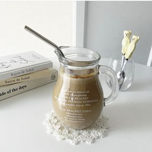 Verres à vin 500ml Nouveauté Lettre Tasse En Verre Tasse À Café Avec Poignée Couple Tasses Pour Le Petit Déjeuner Lait Thé Jus Froid Drinkware Bière P ogragh 230729