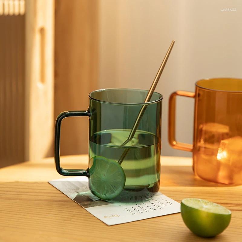 Şarap bardakları 540ml borosilikat cam tutamak bardağı ofis espresso cappuccino çay su kupası basit meyve suyu içme takımı aracı
