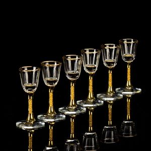 Wijnglazen 565 ml Luxe Golden Small Creative Gold Foil S Glas Glas Free Crystal Goblet Vodka Spirits Set Gift P230812