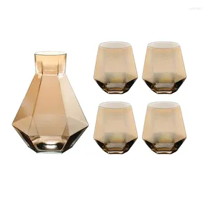 Wijnglazen 5 stks Glass Cup Set Geometrisch koud water Pot Melksap Whisky Home Party Drinkware