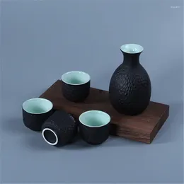 Verres à vin 5 pièces Vintage en céramique saké Pot tasses ensemble Style japonais hanche flacons maison cuisine bureau Flagon liqueur tasse Drinkware cadeaux créatifs