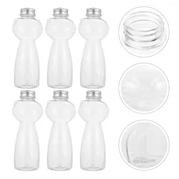 Verres à vin 6 pièces bouteille de jus bouteilles en plastique boire verre pratique stockage de lait vide