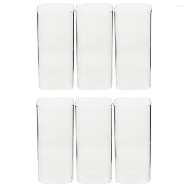 Verres à vin 6 pcs carrés frameaux clairs tasse de café froid boisson ménage lait réutilisable à boire transparent whisky