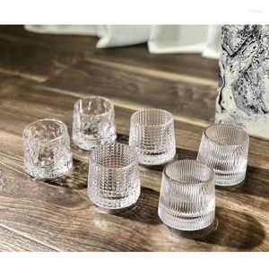 Verres à Vin 6 Pièces Blossom Verre Français Rotate Not Fall Whisky Top Whisky XO Chivas Rock Cup Restaurant Desserts Tumbler