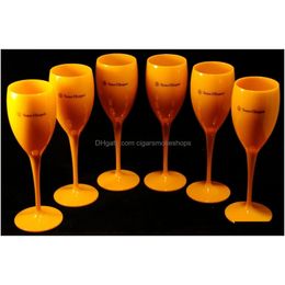 Vers à vin 6 x Champagne Flûtes orange nouvelles fêtes et pique-nique en acrylique tasses incassables gouttes livraison de la maison de jardin à la maison, salle à manger ba dhllh