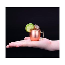 Wijnglazen 60 ml 304 Roestvrij staal Mini Moskou Me Mud Hammered Copper Plated Beer Cup koffiecocktailbekers Drop Delivery Home Gar Dh7sy