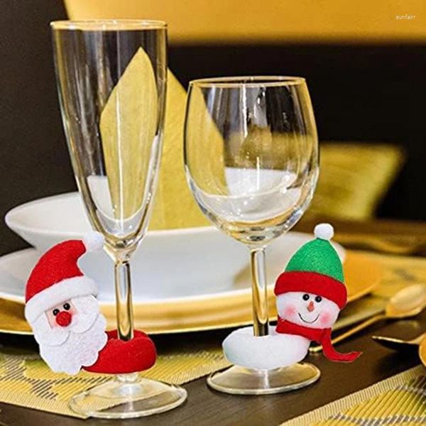 Verres à vin 6 pièces décor de verre de noël père noël orignal-bonhomme de neige marqueurs de boisson ensemble Kit pour fête de vacances