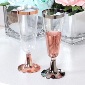 Copas de vino 6 unids/set 150ml vidrio elegante flauta de champán a prueba de golpes Pokal plástico práctico antideslizante para fiesta