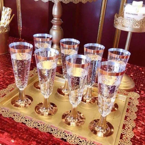 Verres à vin jetables en plastique rouge, flûtes à Champagne, gobelet à Cocktail, tasse à boisson pour Bar, fournitures pour fête de mariage, 6 pièces/ensemble, 150ml