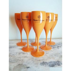 Wijnglazen 6X Veuve Clicquot Acryl Plastic Champagne Oranje Fluiten Wijnglazen Drop Delivery Huis Tuin Keuken, Eetbar Drin Dhcza