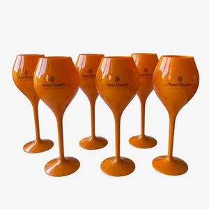 Vers à vin 6x veuve Clicquot Champagne Glazen Orange Cocktail Verre en acrylique Drop Livraison Home Garden Kitchen Dining Bar Drinkw OTVS8