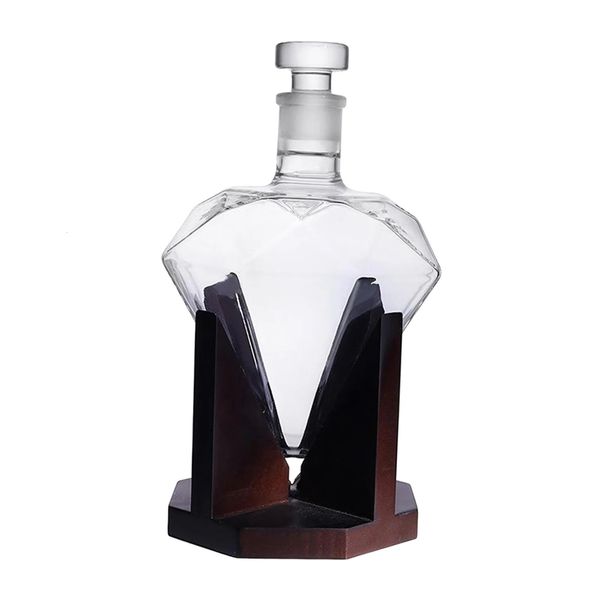 Verres à vin 750 ml en forme de coeur diamant vin décanteur Vodka liqueur vin verseur verre à cocktail Whisky distributeur support maison fête décoration 231208