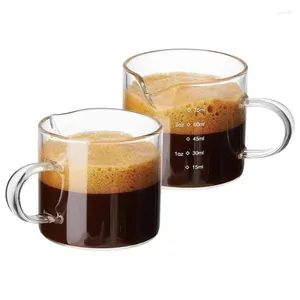 Wijnglazen 75 ml 2 stuks Espresso Glazen Beker Met Handvat Meten Melk Latte Kruik Koffie Benodigdheden Keuken Mok Drinkware