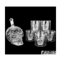 Verres À Vin 7 Pcs Skl Décanteur Tasse Drôle Tasse Vaisselle Transparente Cristal Avec Tête S Tasses Pour Whisky 210326 Drop Delivery Accueil Ga Dhgd1