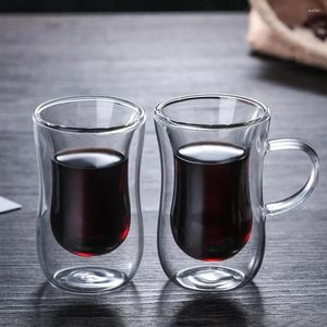 Copas de vino de 80ml sin/con asa, taza de vidrio con aislamiento térmico de doble pared, recipiente para café, té y leche para Latte Espresso helado