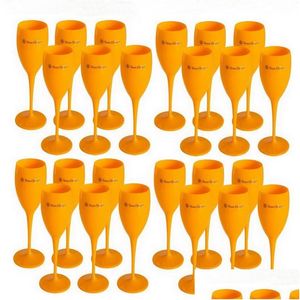 Wijnglazen Acryl Veuve Roze Oranje Champagne Fluiten Groothandel Feest Drop Delivery Huis Tuin Keuken Eetkamer Bar Drinkwaren Dhadg