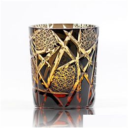 Wijnglazen Amber Black Lightning Edo Kiriko Whiskey Glass Crystal Japanese Royal Cups Gegraveerd Xo Brandy Tumbler Cognac Snifter Dr Dhqdp