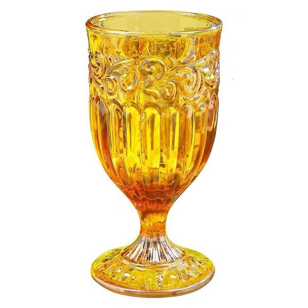 Verres à vin Ambre Gobelets Boisson Eau Jus Tasses Verre Relief Gobelet Vintage Pressé Motif Mariage 10 oz 230818