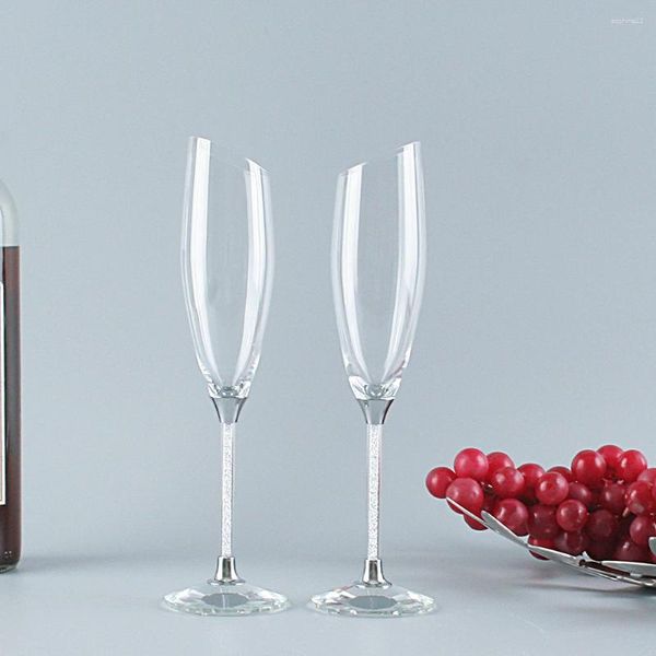 Verres à vin Angled Rim Champagne Glass Italie Fashion Fashion Fancy Glassware Gift's Gift / Wedding Lovers '