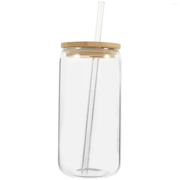 Copas de vino con tapa de bambú, vasos de vidrio con tapas, pajitas, vasos transparentes, cubierta de agua a granel para beber café, té de burbujas de viaje de goma