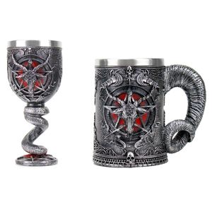 Wijnglazen Baphomet Pentagram Horn Goblet Glass Gothic Wicca Pagan Mystical Tankard Coffee Beer Mocs 600 ml Mystic Fan Cadeau 230113