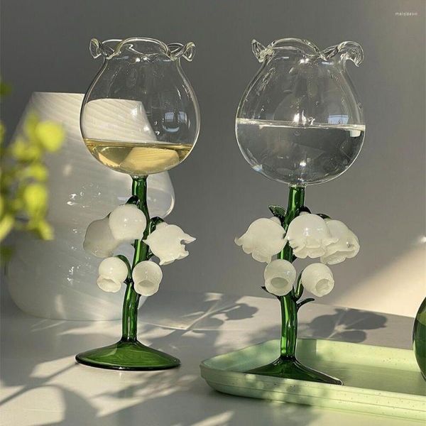 Verres à vin cloche orchidée gobelet tasse verre haute brosilicate Transparent Cocktail tasse résistant à la chaleur Champagne