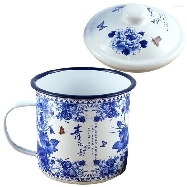 Cepas de vino de vino Blue y blanco Copa de agua de porcelana Taza Cafet Coffe Coffe Cafet Tea Retro Vintage Oficina