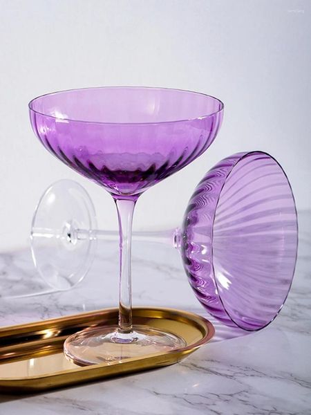 Copas de vino de estilo bohemio cristal cristal de cóctel sin plomo de color morado morado copa de postre helado