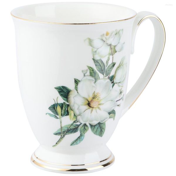 Verres à vin Bone China Mug Floral Café Latte Cappuccino Thé Tasse à boire Cadeaux en céramique (350 ml)