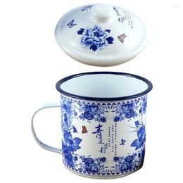 Vers de vin pour petit-déjeuner tasse en porcelaine bleu et blanc en céramique de voyage tasse de café chinois émail traditionnel