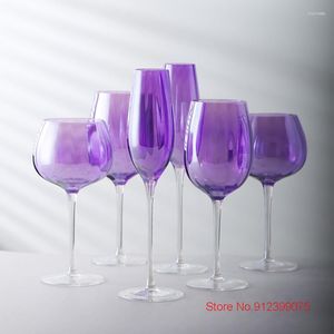 Copas de vino británicas Della diseño famoso copa de cristal de perla púrpura para mujeres AODEYU Dream Series copa de fiesta de boda romántica de cristal limpio