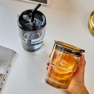 Tasse de verre à thé bulles avec couvercle et paille pour champagne froide tasses à café en gros tasses mignonnes