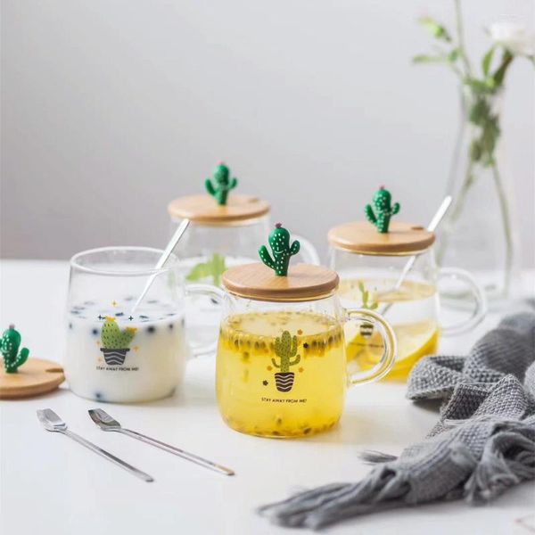 Verres à vin Cactus verre tasse haute Borosilicate 3D bonsaï créatif bouchon en bois cadeau dessin animé