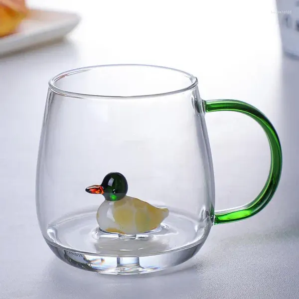 Verres à vin dessin animé Animal écureuil lapin canard chat patte hérisson grue 3D verre tasse à café mignon haute teneur en Borosilicate lait tasse à café